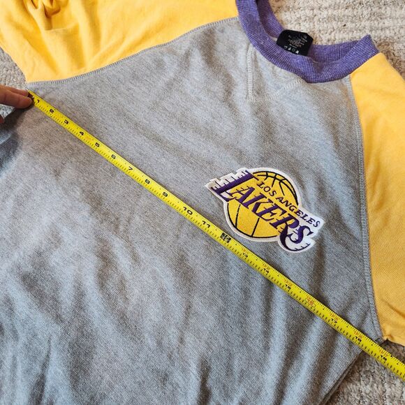 NBA 4 Her Los Angeles Lakers Raglan pullover sweatshirt gold purple grey size S - Picture 4 of 11